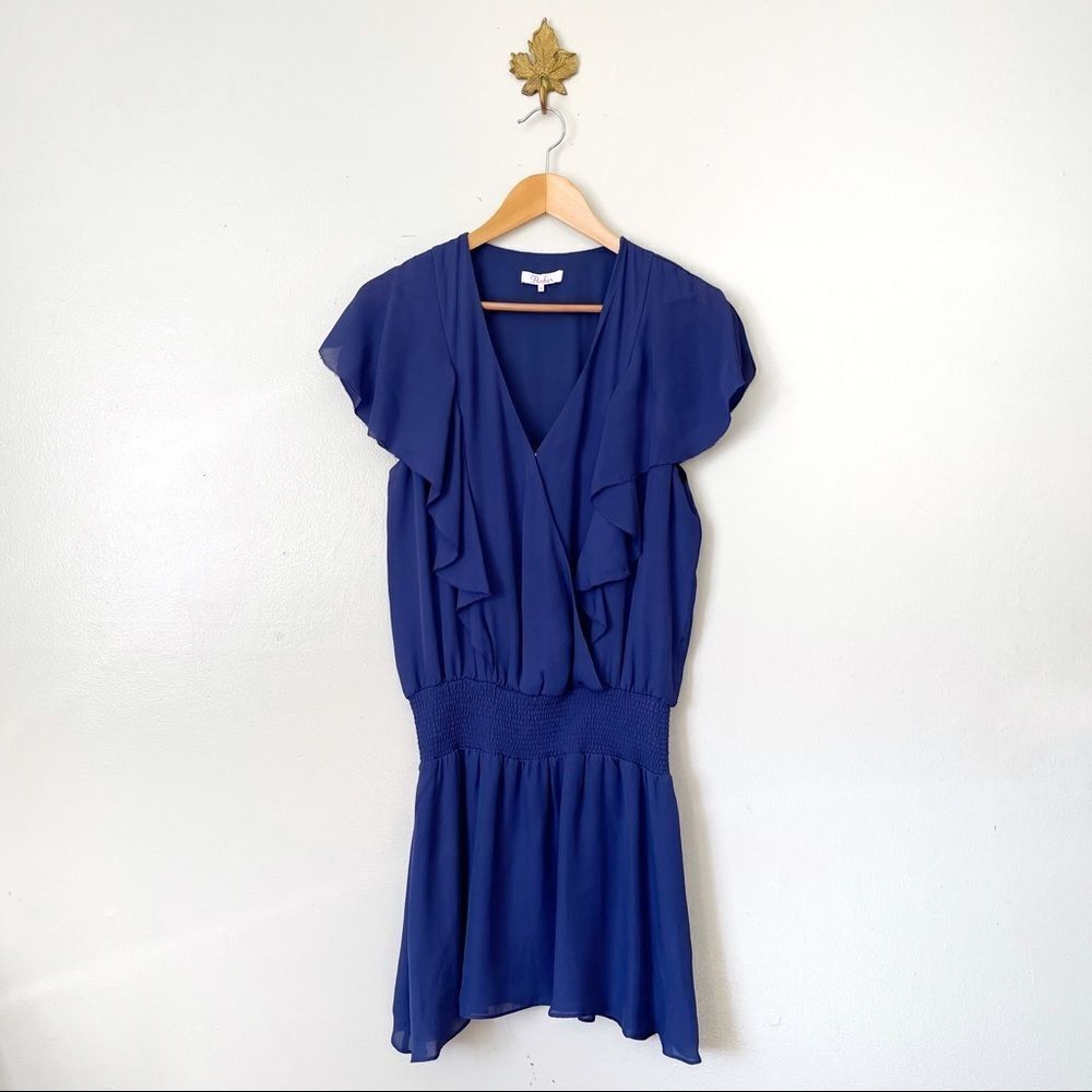 Parker Blue Drop Waist Midi Dress Size Medium preowned 100% Silk